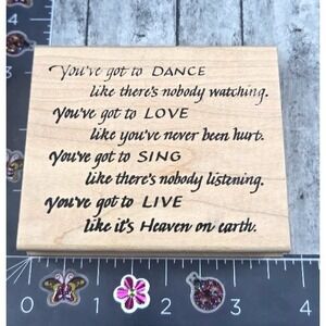 The Moon Rose Dance Love Sing Watching Live Heaven Earth Rubber Stamp Wood #D8